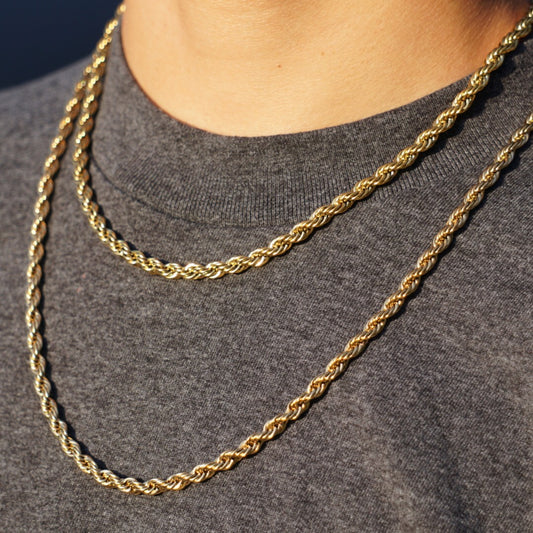 5mm Rope Chain – Gold over Stainless Steel