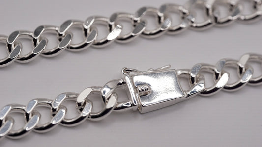 10mm Cuban Chain – 925 Sterling Silver - 24", Open Box Clasp