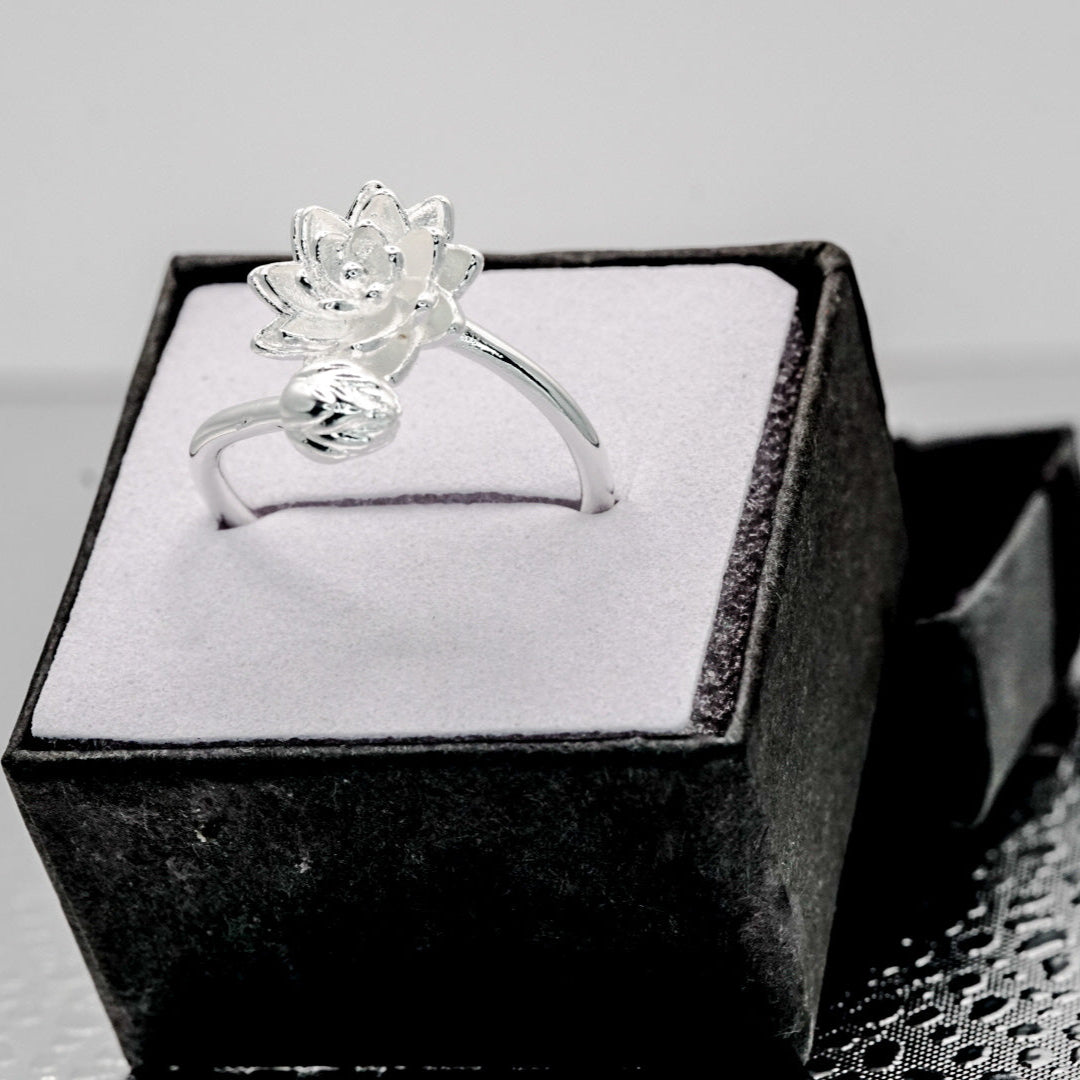 Lotus Flower Ring - 925 Sterling Silver