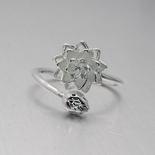 Lotus Flower Ring - 925 Sterling Silver