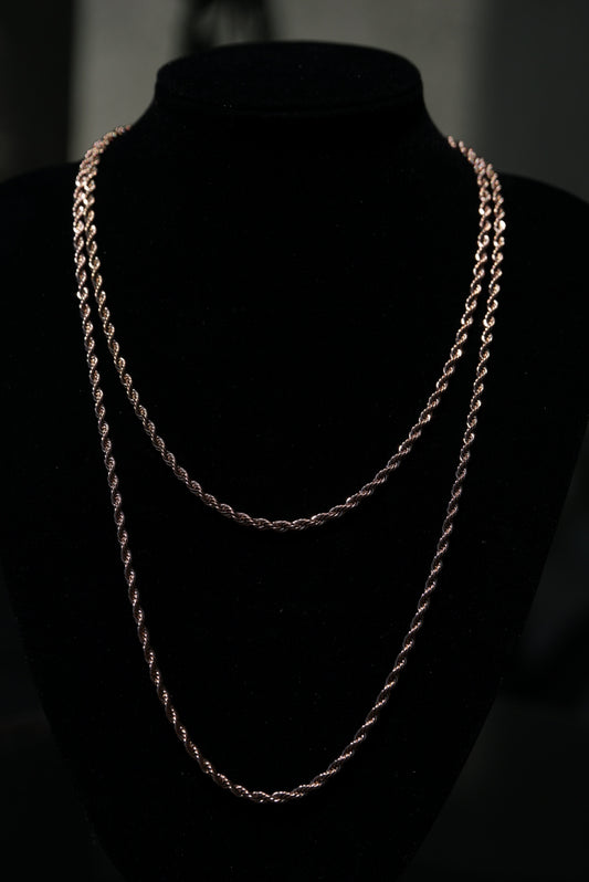 2mm Rope Chain – Rose Gold over Stainless Steel