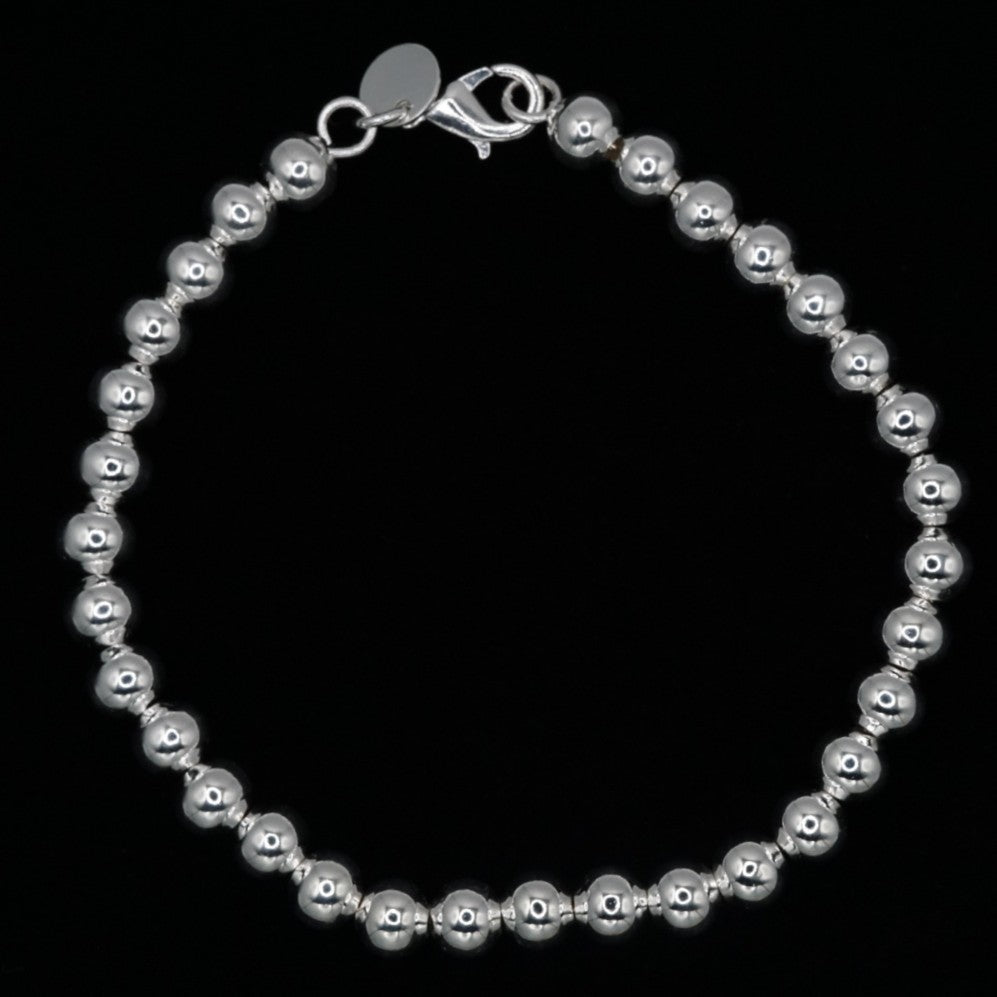 5mm Bead Bracelet - 925 Silver