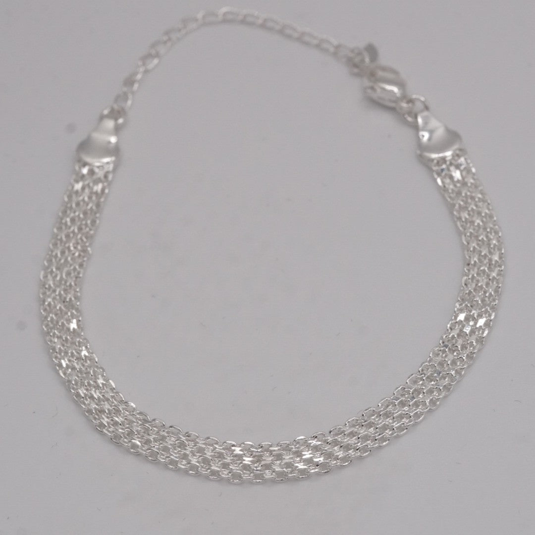 6mm Flat Multi-Strand Bracelet – 925 Silver