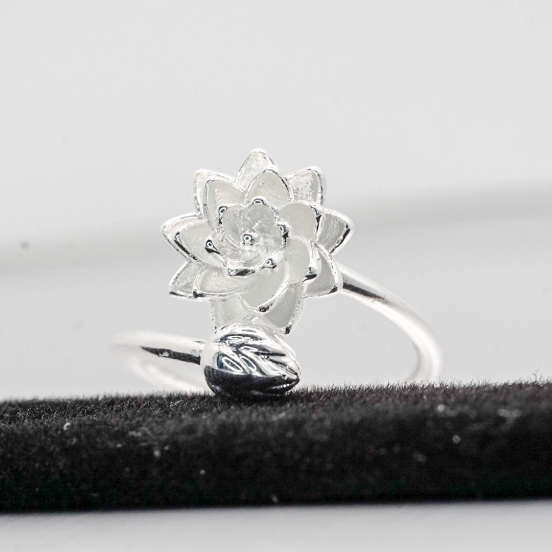 Lotus Flower Ring - 925 Sterling Silver