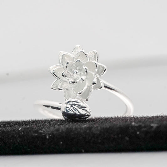 Lotus Flower Ring - 925 Sterling Silver