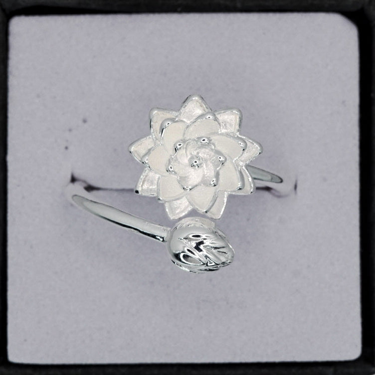 Lotus Flower Ring - 925 Sterling Silver