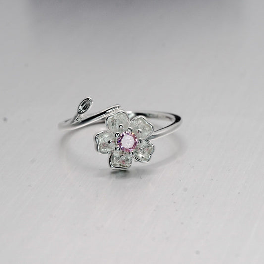 Cherry Blossom CZ Ring – 925 Sterling Silver