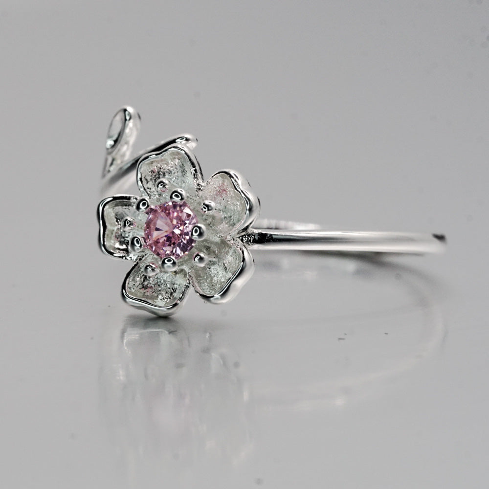 Cherry Blossom CZ Ring – 925 Sterling Silver