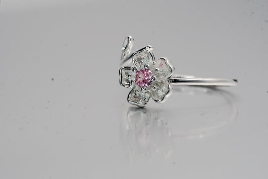 Cherry Blossom CZ Ring – 925 Sterling Silver