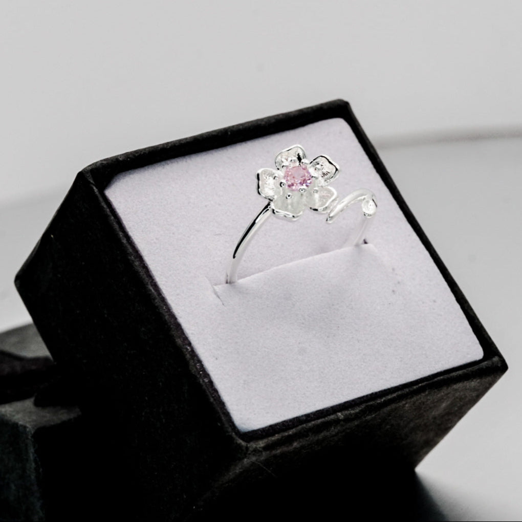 Cherry Blossom CZ Ring – 925 Sterling Silver
