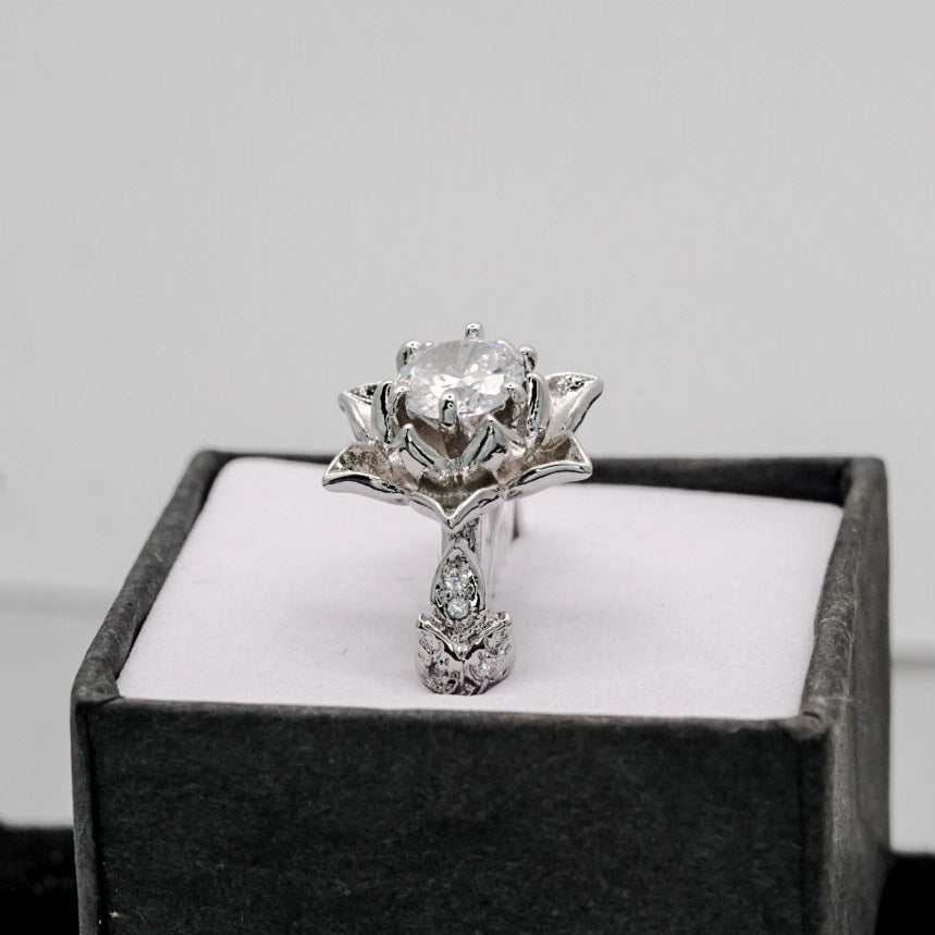 Lotus Blossom CZ Ring – 925 Sterling Silver