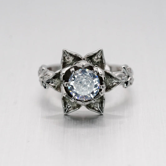 Lotus Blossom CZ Ring – 925 Sterling Silver