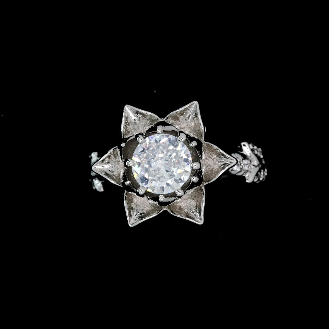 Lotus Blossom CZ Ring – 925 Sterling Silver