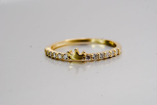 18k Gold-plated Crown CZ Ring – 925 Sterling Silver
