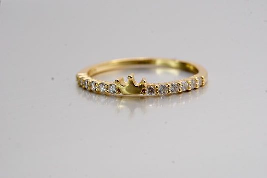 18k Gold-plated Crown CZ Ring – 925 Sterling Silver